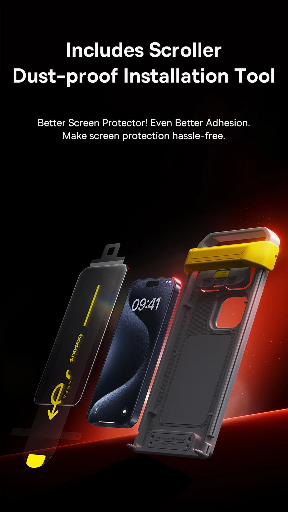 Baseus 3D Curved Tempered Glass for iPhone 16 15 Pro Max Hot Bending Full Coverage Shatterproof Clear Corning Screen Protector