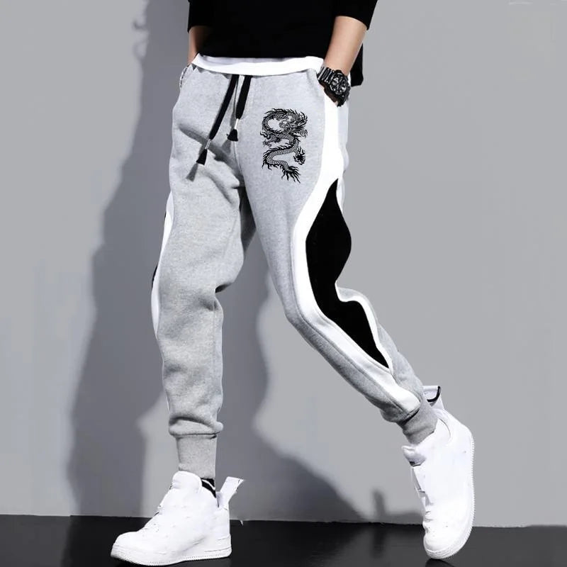 New Men Casual Drawstring dragon print Pants Jogger Pants Sweatpants Running Pants Sweatpants for Men - You Offer