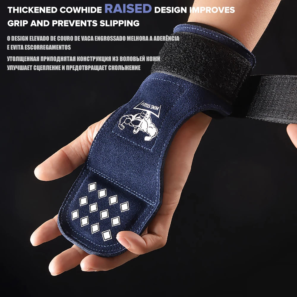 Cowhide Lifting Straps Grips Gym Fitness Sport Gloves Anti-Skid Pads For Deadlift Workout Strength Training