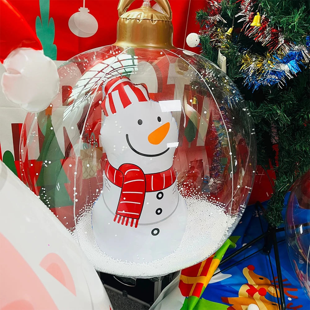 60cm Giant Inflatable Christmas Balls Light Up PVC Big Balls Xmas Tree Decorations Outdoor Holiday Yard Lawn Christmas Balloon