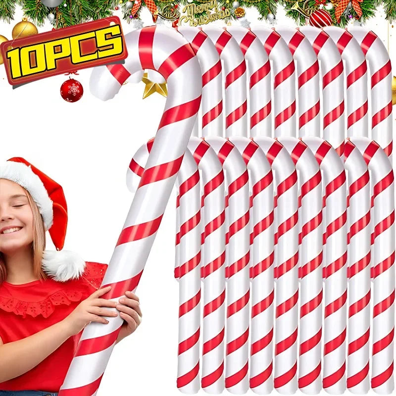 1/10PCS Inflatable Christmas Candy Cane Xmas Candy Cane Balloons Xmas Tree Hanging Ornament New Year Party Decor Christmas Gift
