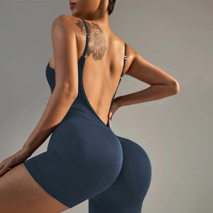 No Pad Thick Scrunch Yoga Set One-Piece Jumpsuit Push Up Sports Woman Fitness Overalls Workout Rompers Gym Bodysuits Female