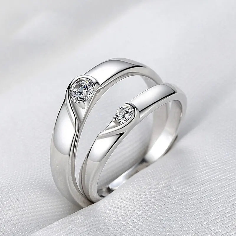 2Pcs 925 Sterling Silver Couples Ring Sets Light Polishing Simple Ring for Woman Man Classic Wedding Fine Jewelry Circle - You Offer