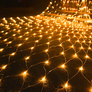 Garden Wall Outdoor Room Decoration Curtain LED Net Mesh Fairy Lights String Christmas Wedding Garland for Bedroom EU Plug 220V