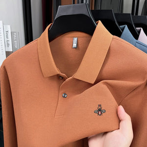 100% pure cotton men's trendy luxury brand autumn long sleeved polo shirt designer teddy bear embroidery business casual T-shirt