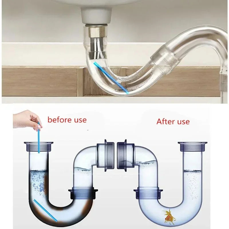 12pcs Pipeline Bathtub Decontamination Drain Cleaners Kitchen Sink Filt Sticks Sewer Cleaning Rod for Kitchens