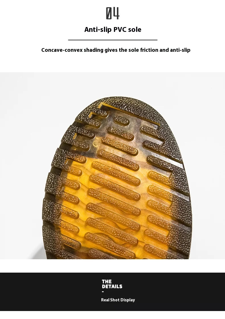 Men's casual leather low-top heightening large-head work boots breathable versatile British cow tendon sole derby shoes