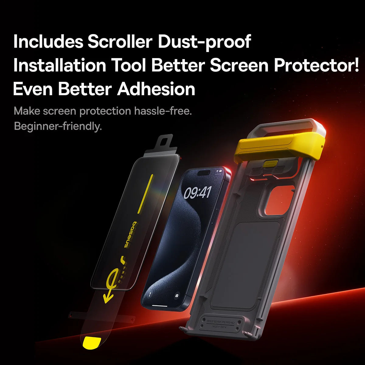 Baseus 3D Curved Tempered Glass for iPhone 16 15 Pro Max Hot Bending Full Coverage Shatterproof Clear Corning Screen Protector