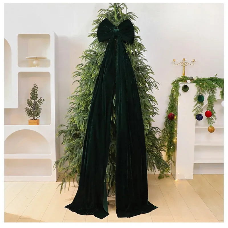 40x200cm Large Bow Themed Party Decorations Christmas Tree Topper Bow Ribbon for Christmas Wedding Party Wall Pendant Decor 1PC