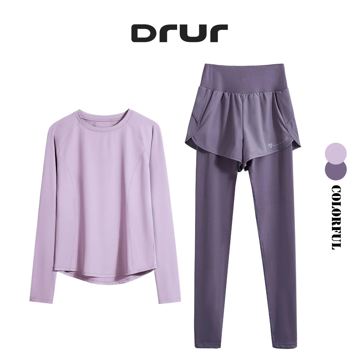 DRUR 2PCS Sports Set Women Seamless Yoga Suit Fitness Shirt High Waist Leggings Sets Female Gym Clothes Sports Outfit Yogawear