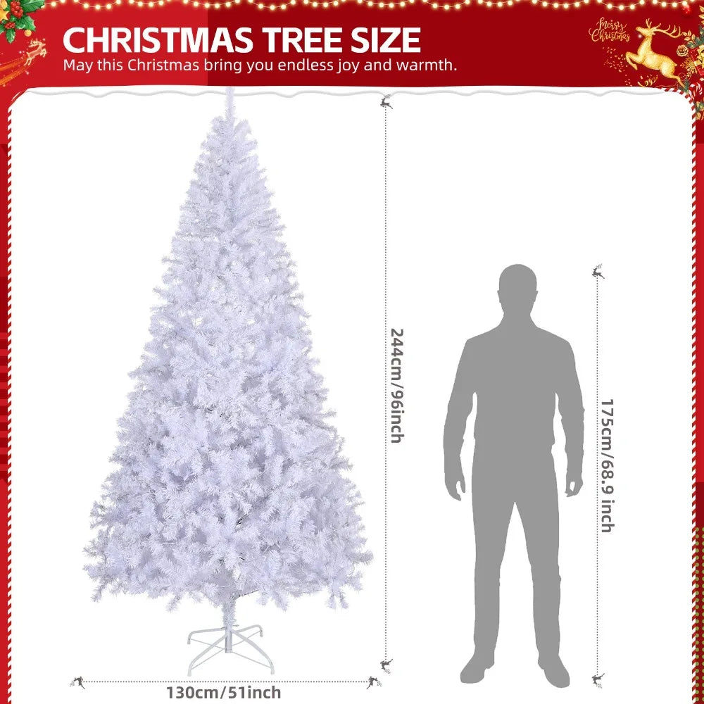 8FT Artificial Christmas Tree Snow 500 Lights Indoor Outdoor White Holiday