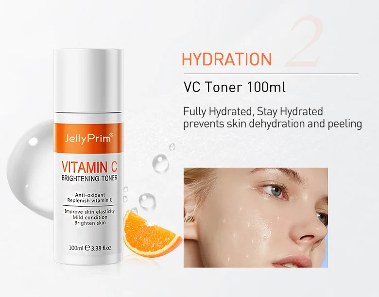 JoyPretty Vitamin C Whitening Skin Care Set Glutathione Face Cream Emulsions Serum Skin Whitener Korean Skin Care Products 5PCS