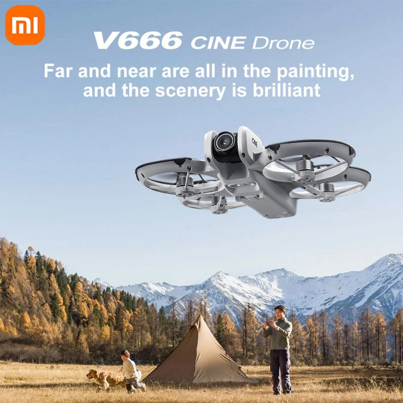 Xiaomi V666 Mini Aerial Tracker UAV 8K HD Foldable Intelligent Obstacle Avoidance Screen Remote Control Brushless Motor GPS UAV