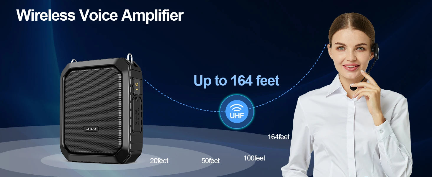 SHIDU Voice Amplifier for Teacher with Wireless Microphone Headset, IPX5 Waterproof Bluetooth Speaker, 4400mAh Power Bank M800
