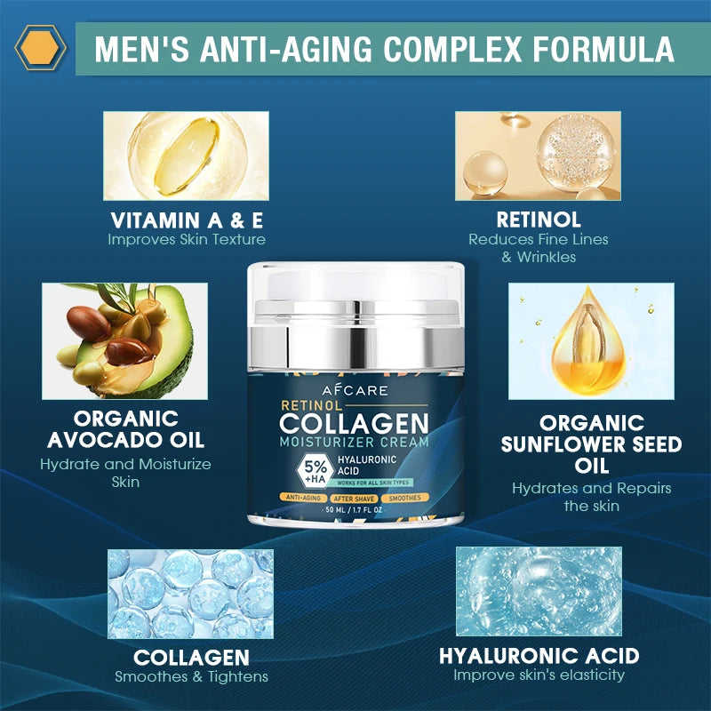 Face Moisturizer Collagen Retinol Cream Hyaluronic acid For Men Moisturizer Products Day Night Cream Neck Hand Skin Care