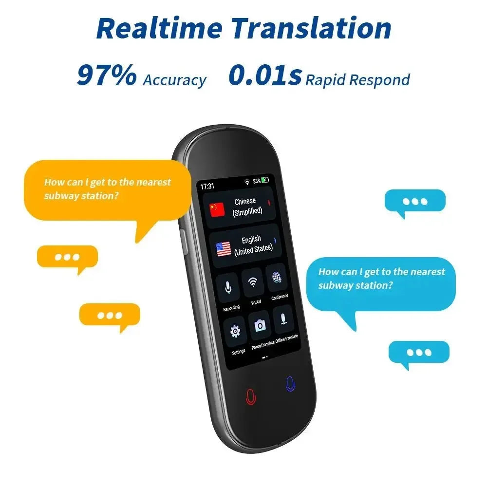 2025 New AI Smart Voice Translator 138 Languages Portable Support WiFi Full 3D Touch Screen Photo Offline Recording Translation