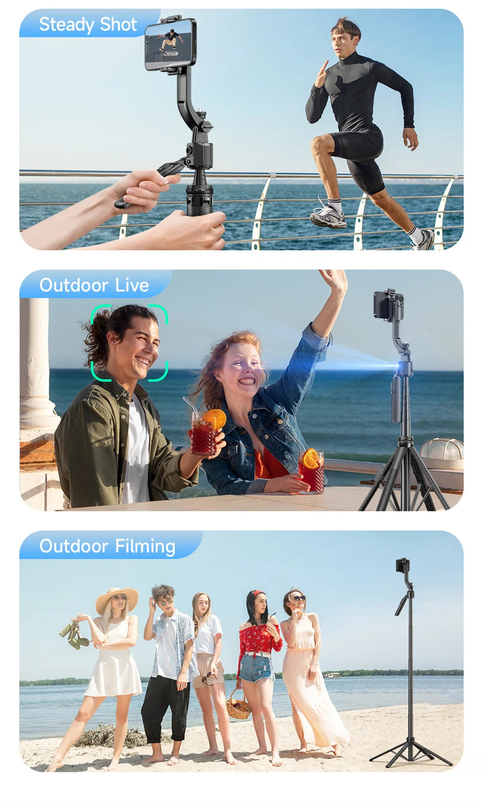FGCLSY 5 in 1 Selfie Tripod Gimbal Stabilizer for Cell Phone 360°Auto-Rotation AI Tracking Shooting Quadrapod And Remote Control