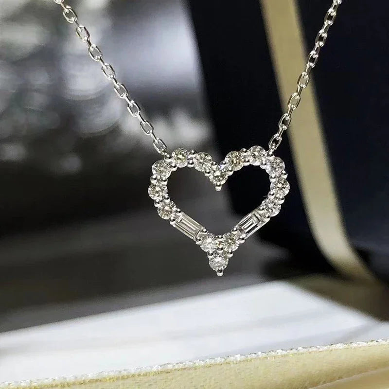 CAOSHI Eternal Heart Shaped Necklace Sparkling Zirconia Accessories for Lady Chic Simple Style Jewelry Romantic Confession Gifts - You Offer