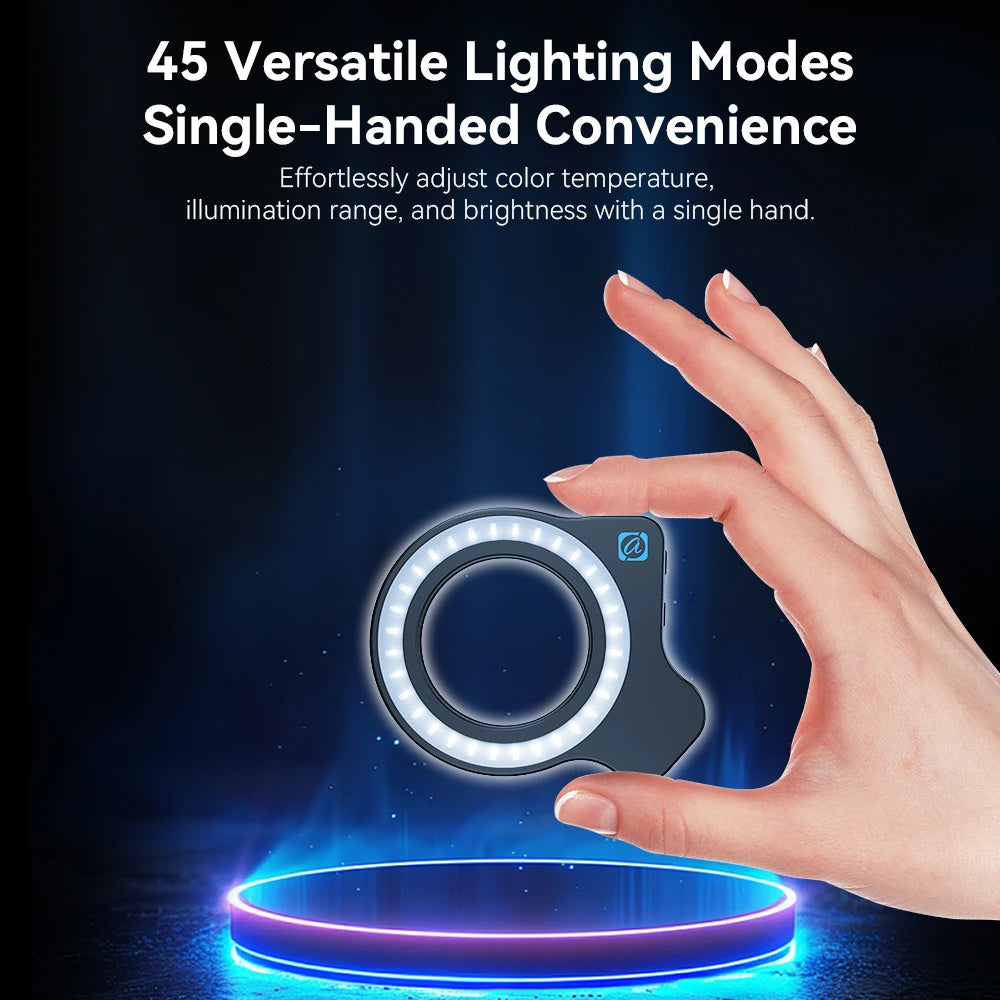 APEXEL 37mm 52mm Thread Macro Lens Fill Light,  Camera Lens Ring Light with High Power+45 Light Modes for APEXEL Macro lenses