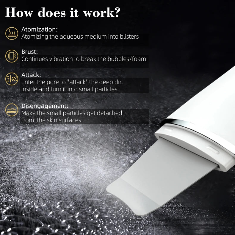 New Ultrasonic Skin Scrubber Facial Deep Cleansing Blackhead Remove Ultrasonic Cleansing Cavitation Peeling Shovel Skin Scrubber