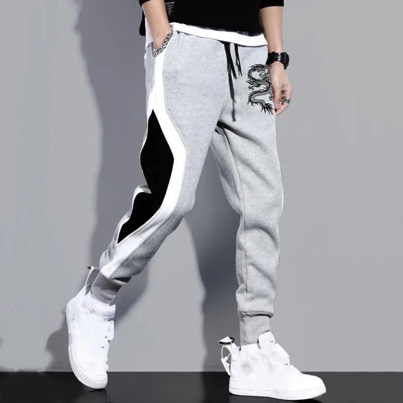 New Men Casual Drawstring dragon print Pants Jogger Pants Sweatpants Running Pants Sweatpants for Men - You Offer