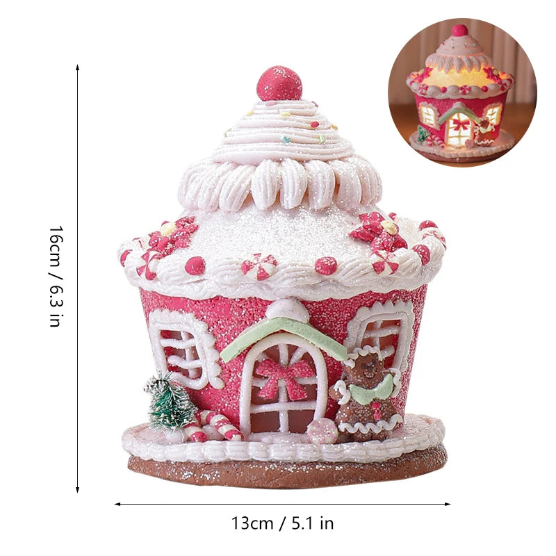 2023 Christmas Luminous Castle Christmas Tree Decoration Ornaments Soft Clay Cute Macaron Accessories Xmas Holiday Supplies