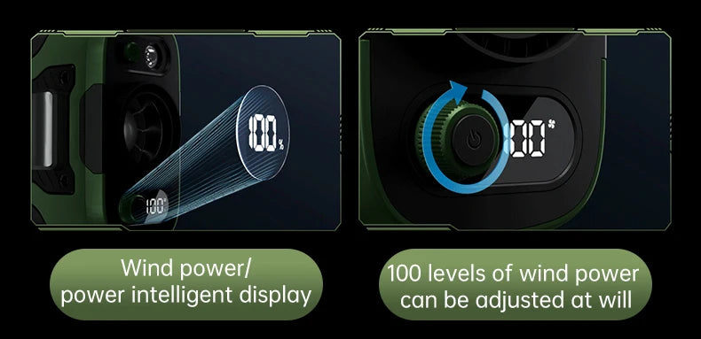 2025 13500RPM High-speed Waist Hanging Electric Fan Portable 6000mAh Power Bank Clip Waist Outdoor Construction Site Small Fan