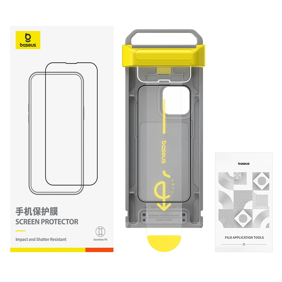 Baseus 3D Curved Tempered Glass for iPhone 16 15 Pro Max Hot Bending Full Coverage Shatterproof Clear Corning Screen Protector