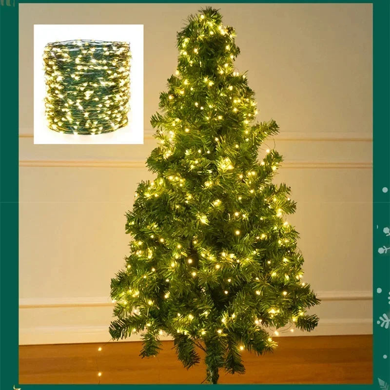LED Green Wire Led String Fairy Lights US/EU Plug 110V/220V Waterproof LED Christmas Tree Holiday Home Garden Decoration Xmas