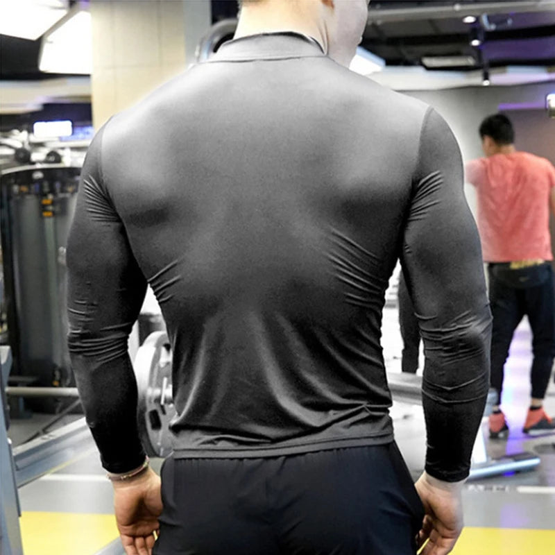 Men Long Sleeve t-Shirt Quick Drying Compression Gym t Shirt Man Oversized Casual Shirts Tops Breathable Blouse Tees Men Clothes
