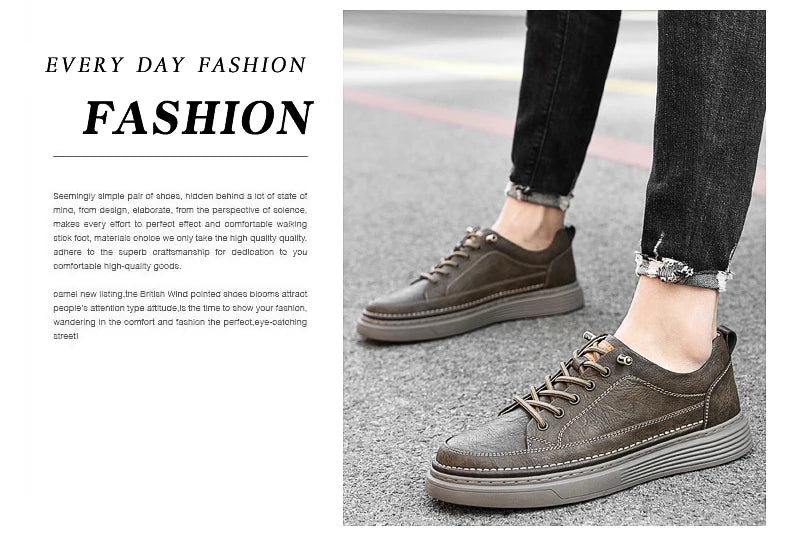 Fashion Handmade Brand Men Casual Shoes Genuine Leather Men Flats Soft Oxford Shoes Luxury Quality Outdoor Shoes Men Sneakers