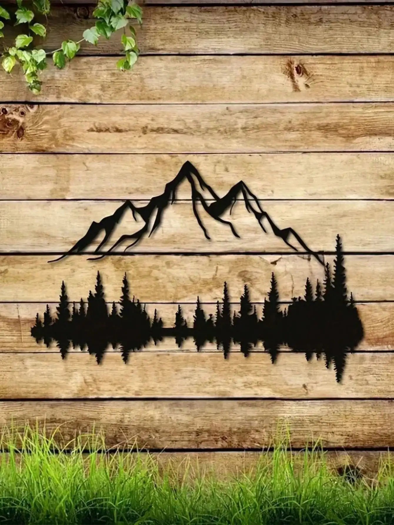 Mountain & Forest Metal Wall Art (Large Wall Sculpture) | 16''X7.1'' Rustic Indoor/Outdoor Decor | Halloween & Christmas Gift