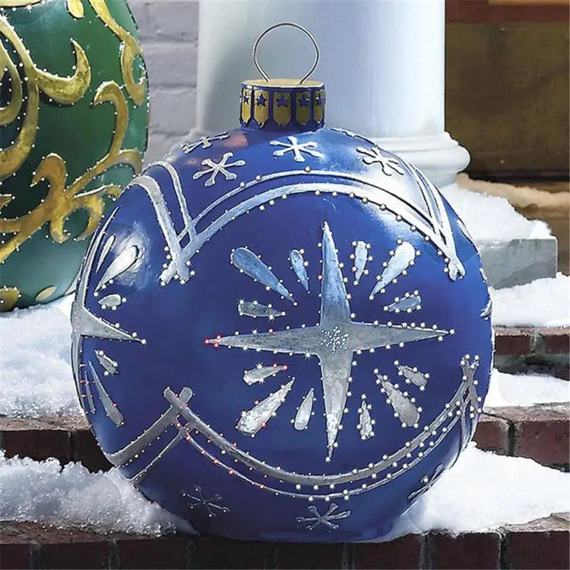 60cm Outdoor Christmas Inflatable Decorated Ball PVC Giant Big Large Balls Party Xmas Tree Decorations Toy Ball Without Light