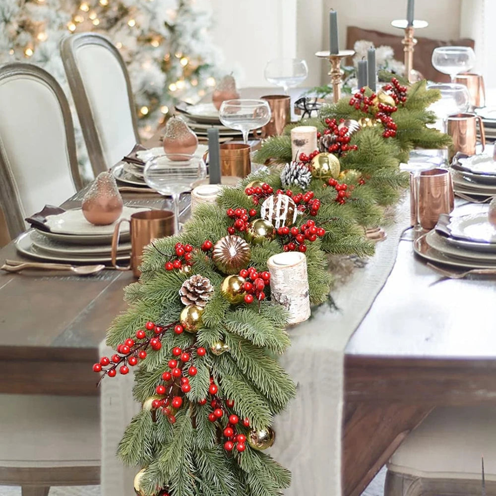 180Cm Artificial Green Plants Christmas Tree Garland Wreath Home Party Decoration Table Yard Pine Tree Rattan Hanging Ornament