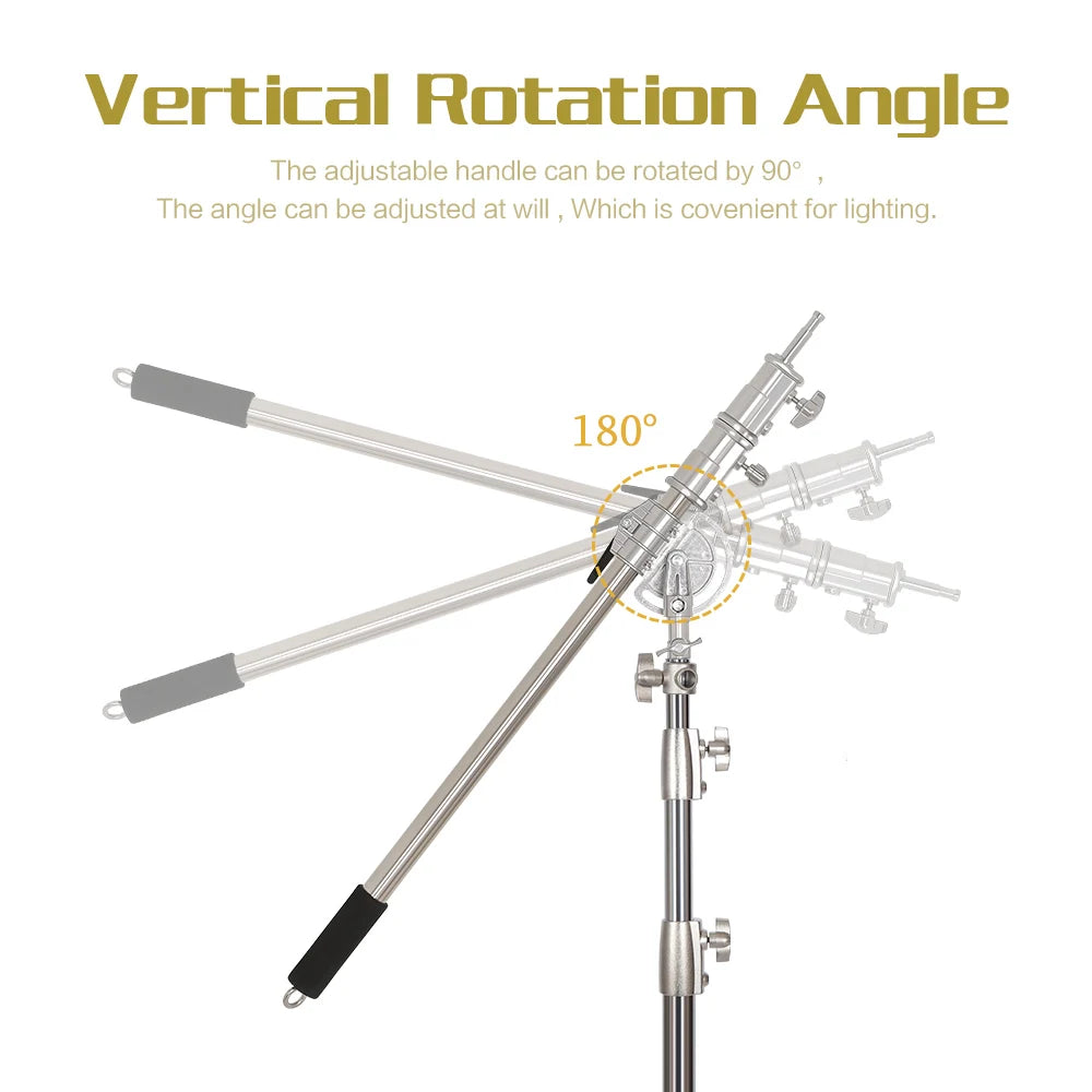2.9M Tripod Super Stable Big Tripod Foldable Light Stand Lifting Frame Wheels Photography Softbox Photo Studio Stainless Steel