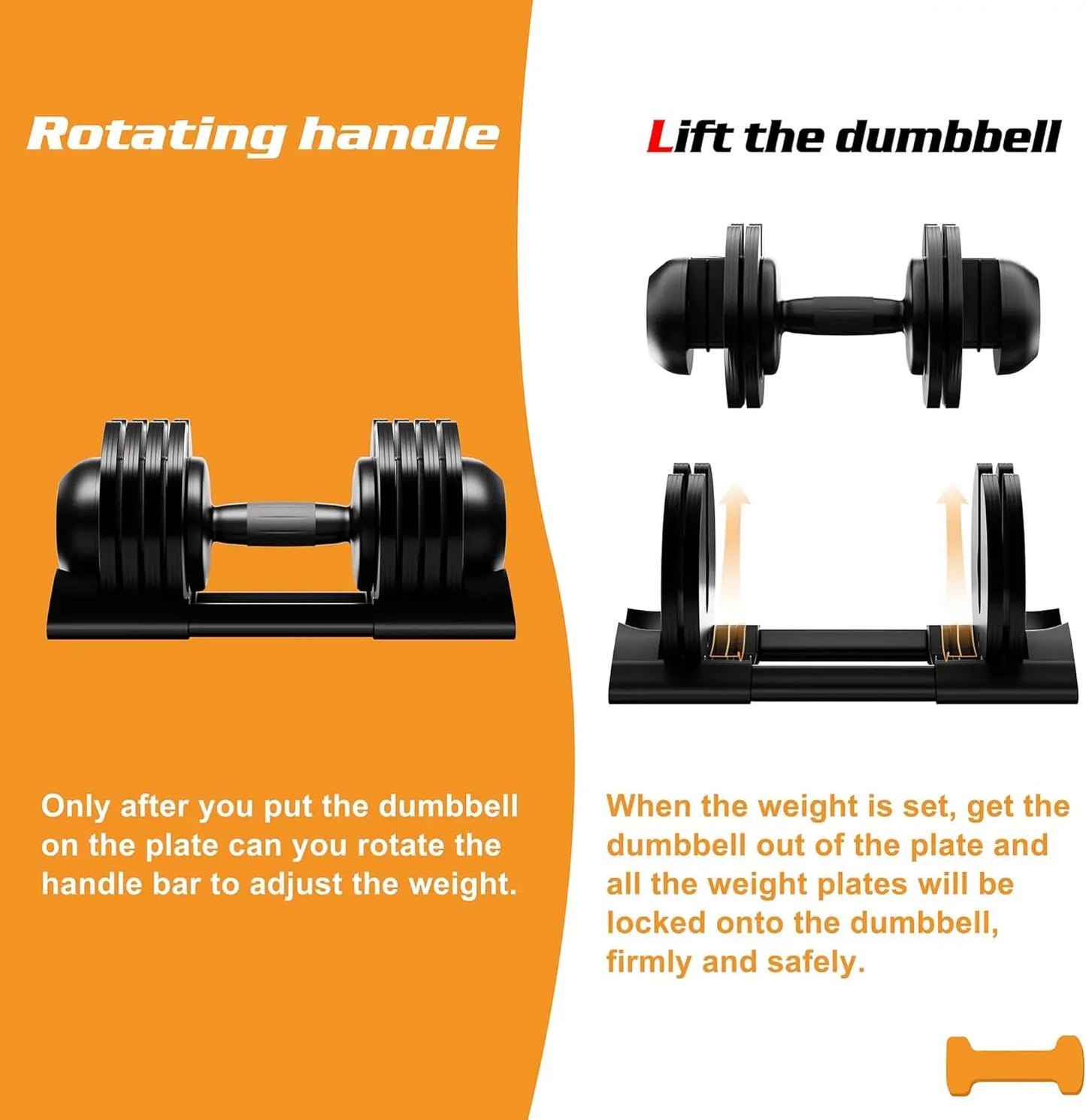 Dumbbell,22LBS 44LBS 52LBS Dumbbell Set with Tray for Fitness, Fast Adjust Weight by Turning - You Offer