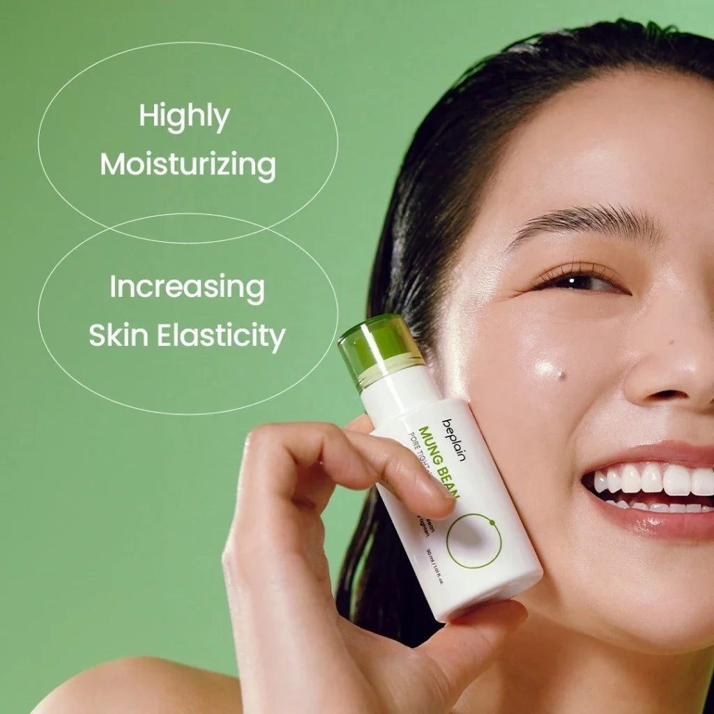 Korean Skincare Set Beplain Mung Bean Face Cleansing Foam,Face Serum,Exfoliate Pore Remover Clay Mask and Cleansing Oil 4pcs Set