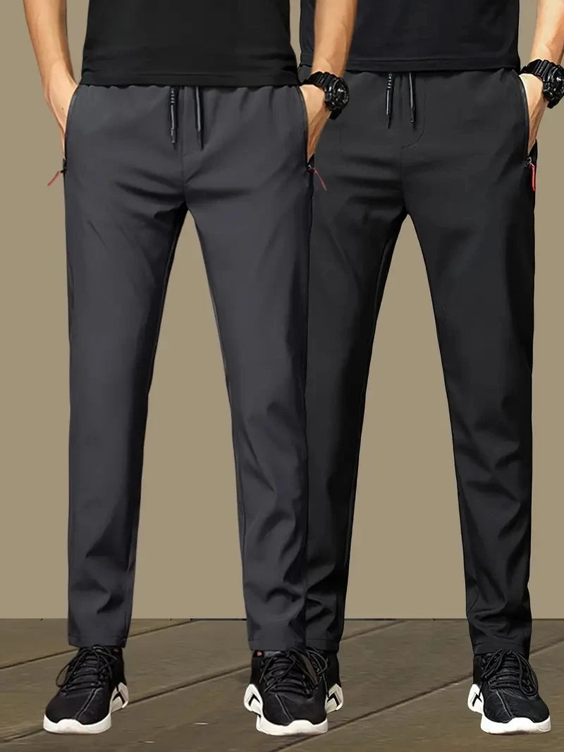 2-Pack Men's Casual Pants Stretch Elastic Waist Jogger Korean Classic Blue Black Gray Male Brand Trousers Plus Size - You Offer