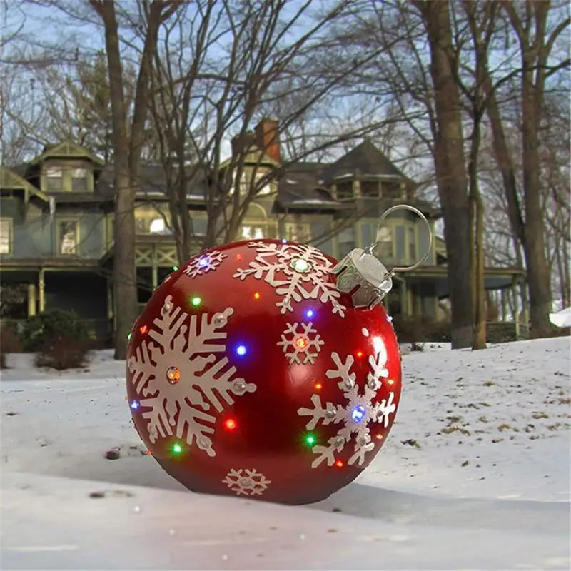 60cm Outdoor Christmas Inflatable Decorated Ball PVC Giant Big Large Balls Party Xmas Tree Decorations Toy Ball Without Light