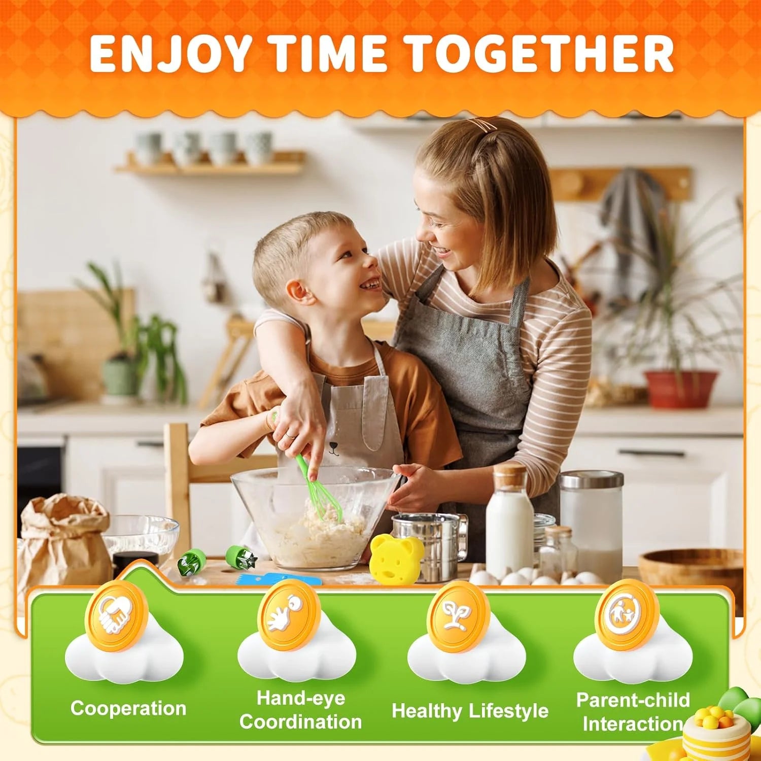 17PCS Kids Cooking Sets Real Cooking Montessori Kitchen Toys for DIY Plastic Kitchen Accessories Tools Toddlers Kids Safe Knives - You Offer