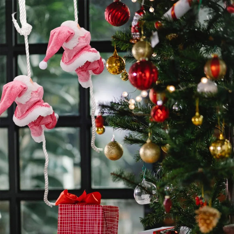 Christmas Santa Doll Funny Climbing Rope Christmas Pendant for Tree Wall Window Xmas Decor Holiday Ornament 2025 New Year Gifts