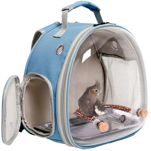 Bird Cage Parrot Travel Carrier Backpack with Rope Perch Stainless Steel Tray Clear Bubble Space Capsule Birds Pet Accessories
