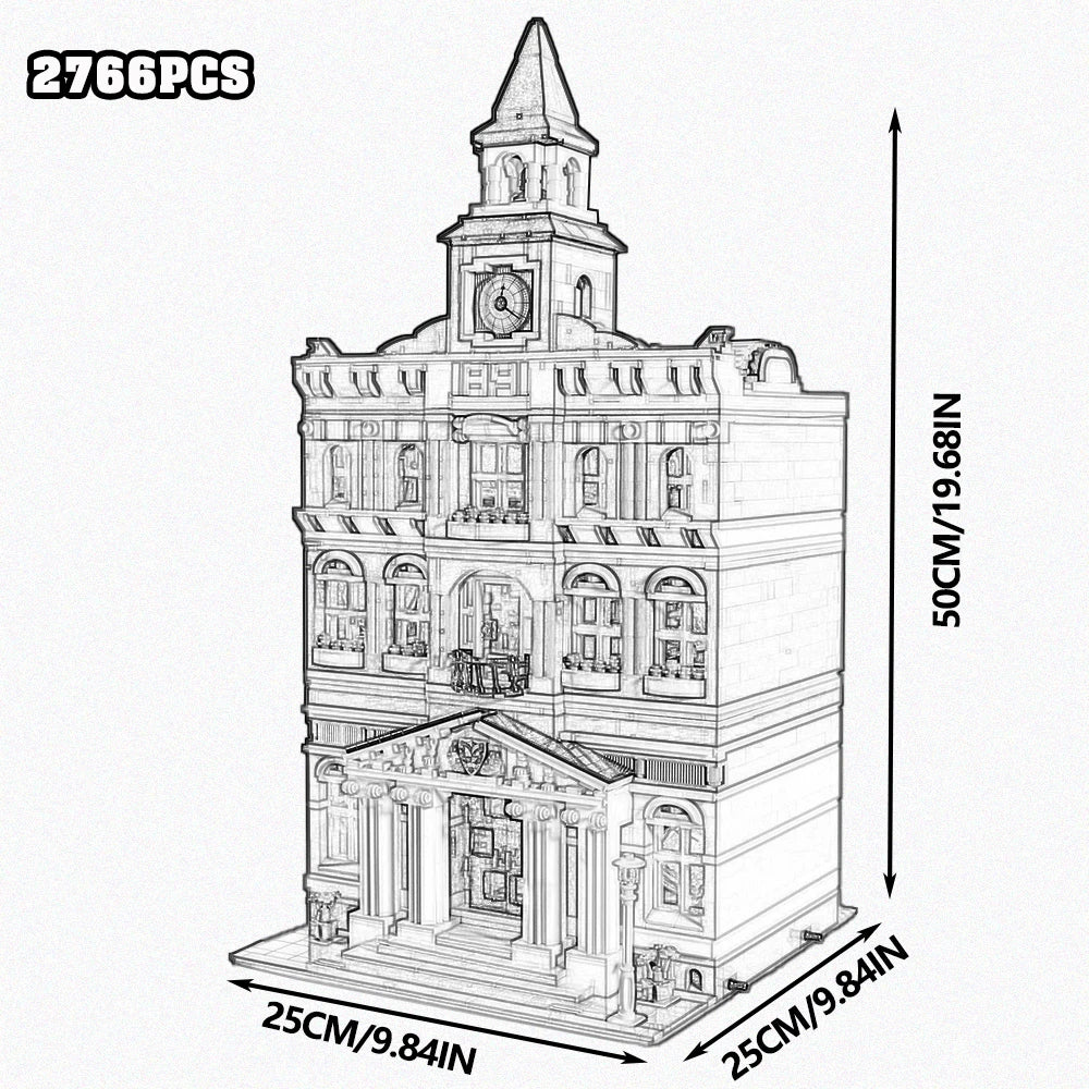 Creative Expert Brick Bank Cafe Corner Model MOC Street View House Building Blocks Toys Pet Book Shop Town Hall Downtown Diner