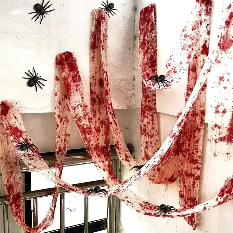 Halloween Bloody Gauze Roll Bloody Bandage  Wrap Fake Blood Creepy Costume Gauze Mummy Zombie Costume Accessories Party Decor