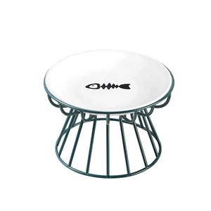 2024 New Pet Ceramic Bowl Iron Rack Cat Food Snacks Canned Plate Anti-Black Chin Anti-Turning Water Does Not Leak Easy To Eat