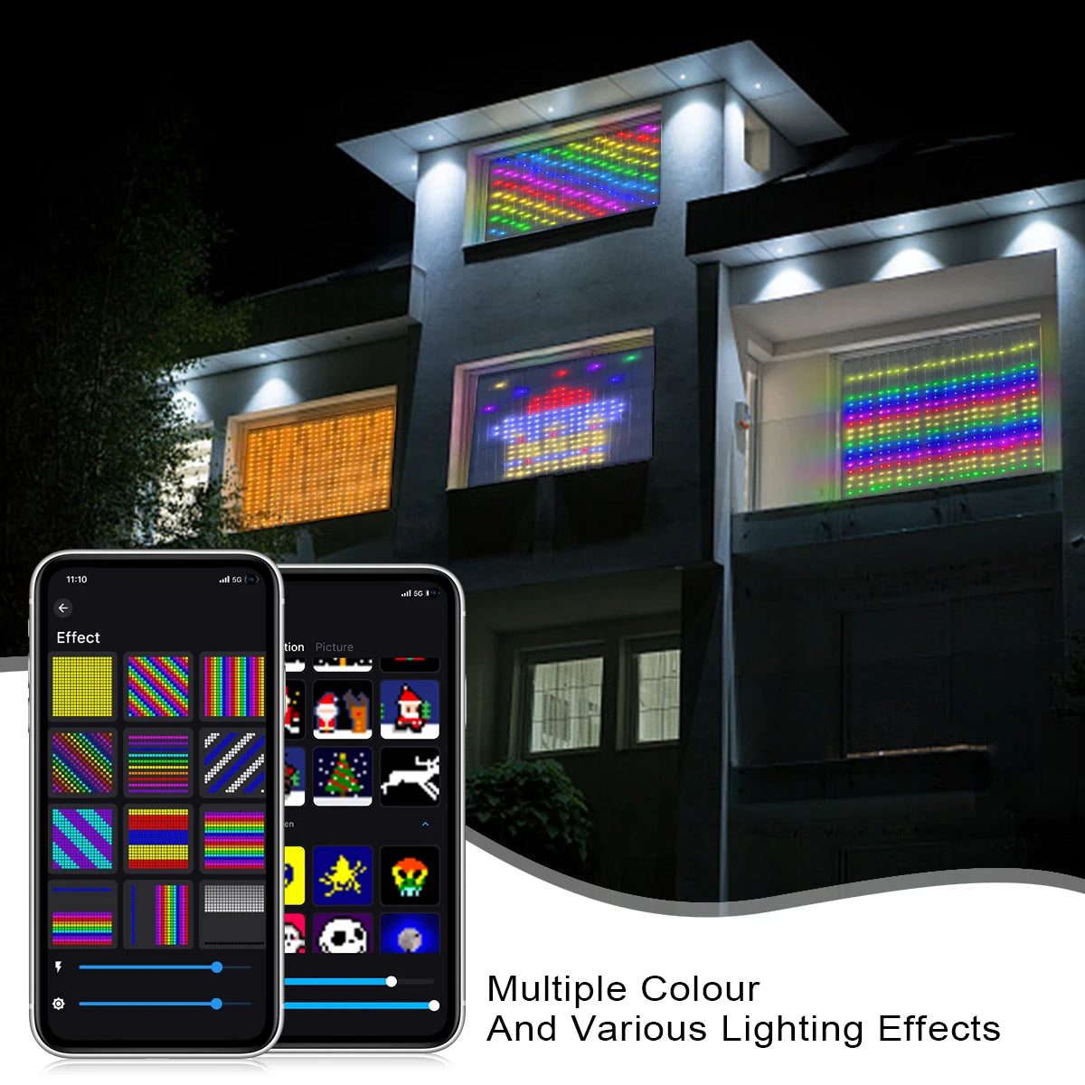 Smart Curtain USB RGB Christmas Fairy Lights 400LEDs Music Mode Programmable Bluetooth App Control LED String DIY Text Pattern