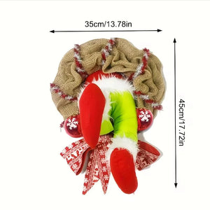 17.72inch Christmas Thief Wreath,Christmas Elf Leg Wreath, Christmas Burlap Wreath, Holiday Decoration