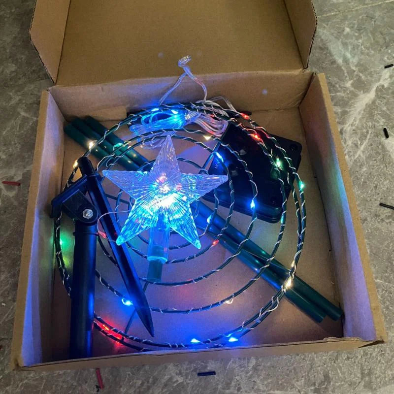 Solar Outdoor Garden Christmas Tree Light DIY Wrought Iron Waterproof Festive Atmosphere Light for Patio Lawn