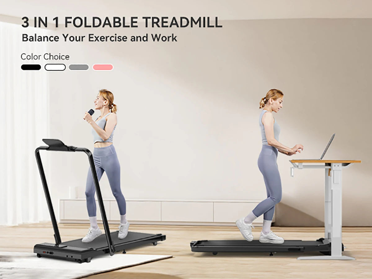 3in1 Treadmill Exercise Machine LED Touch Screen with Remote Control Foldable Walkingpad Portable Under Desktreadmills for Home