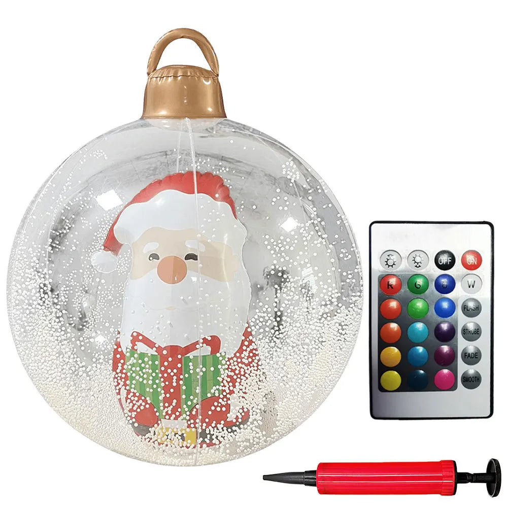 60cm Giant Inflatable Christmas Balls Light Up PVC Big Balls Xmas Tree Decorations Outdoor Holiday Yard Lawn Christmas Balloon